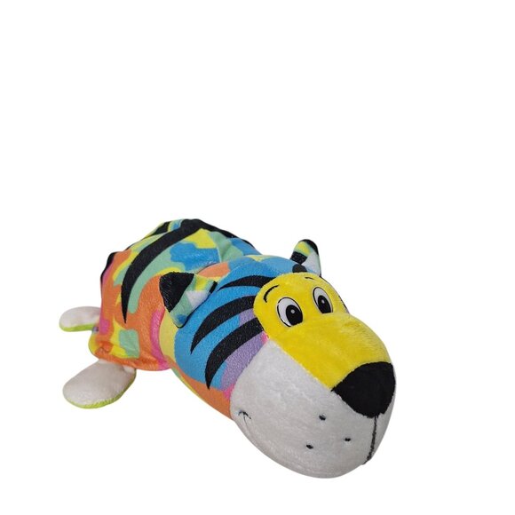Flip A Zoo Gildy Tiger Multicolor Green Toby Turtle Plush 15" - Picture 1 of 12